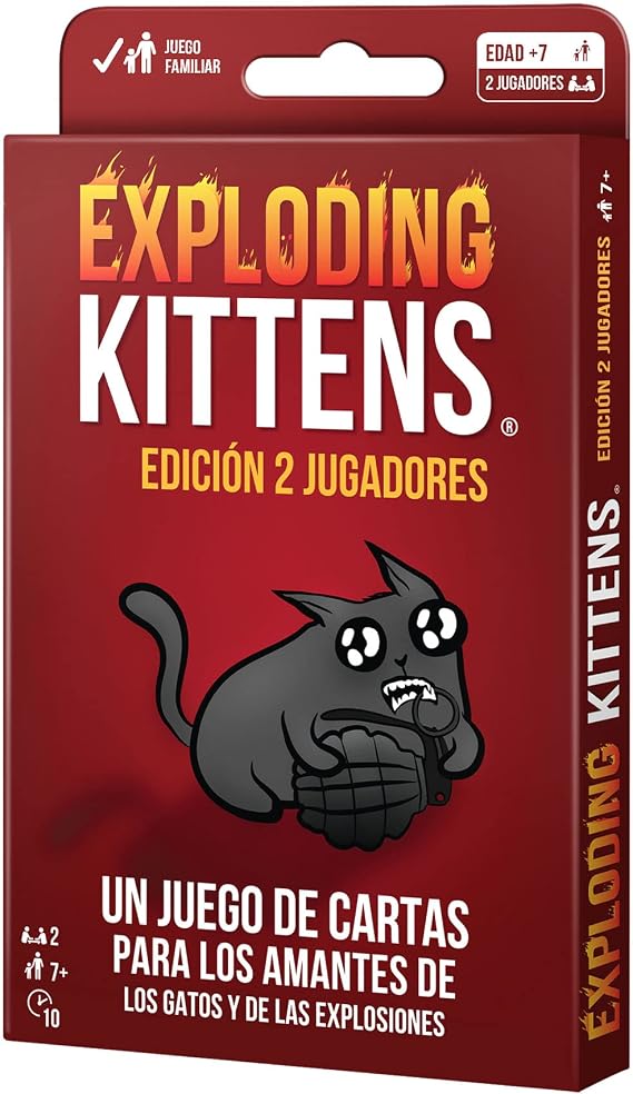 Exploding Kittens Edition 2 Players - Card Game in Spanish, Multi-Coloured