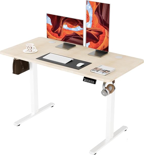 ERGOMAKER Electric Standing Desk 120x60cm, 2 Memory Presets, Gold Oak