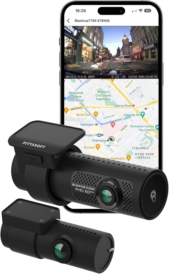 BlackVue DR770X-2CH Dash Cam UK Edition - Dual 1080p Full HD Front & Rear Cameras, Sony STARVIS Sensors, GPS, Wi-Fi, Bluetooth, 128GB SD Card, Parking Mode, 4G LTE Ready