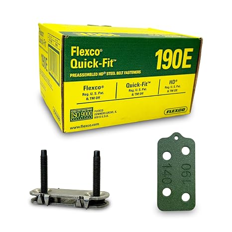 純正Flexco 190Eクイックフィットコンベヤーベルトファスナー | #20001 | スチール | 25個入りボックス | 5/16インチから9/16インチ | ボーナスベルトスマートベルト修理ゲージ付き – 丈夫で信頼性の高い固定ソリューション