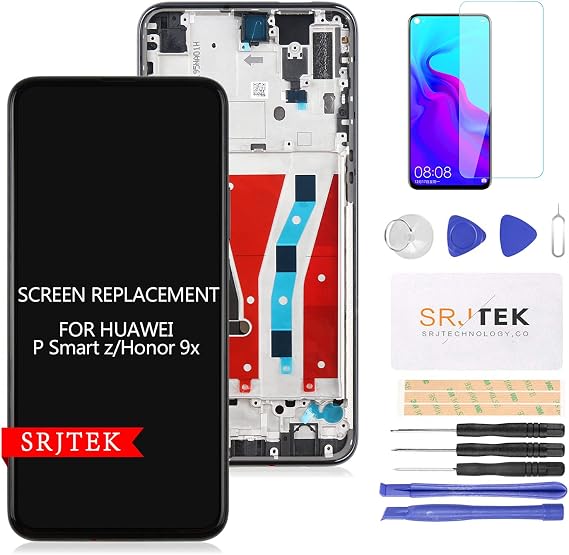 LCD Display Assembly for Huawei Honor 9X 9X Pro 6.59 Inch with Frame LCD Panel Touch Panel Digitizer LCD Integrated Screen Replacement Repair Kit with Free Repair Tools Black