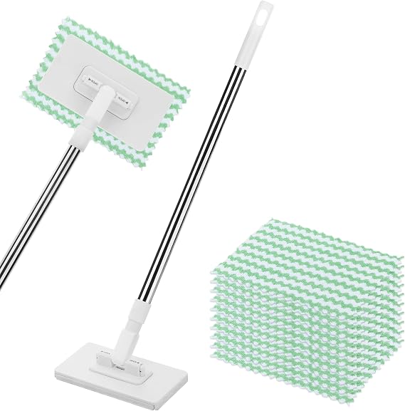Disposables Dust Mop With 10 Reusable Cloths, Mini Floor Mop