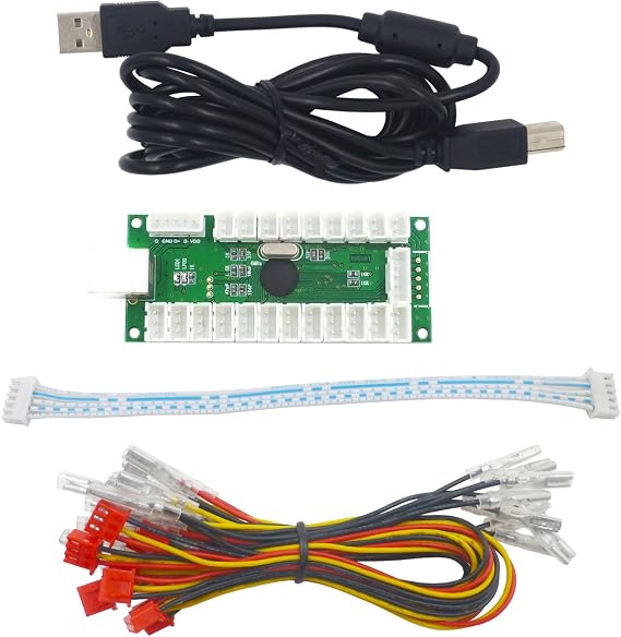 SJ@JX Zero Delay USB Encoder LED Joystick Button Kit Arcade DIY Controller for PC Raspberry Pi 2/3/4 MAME