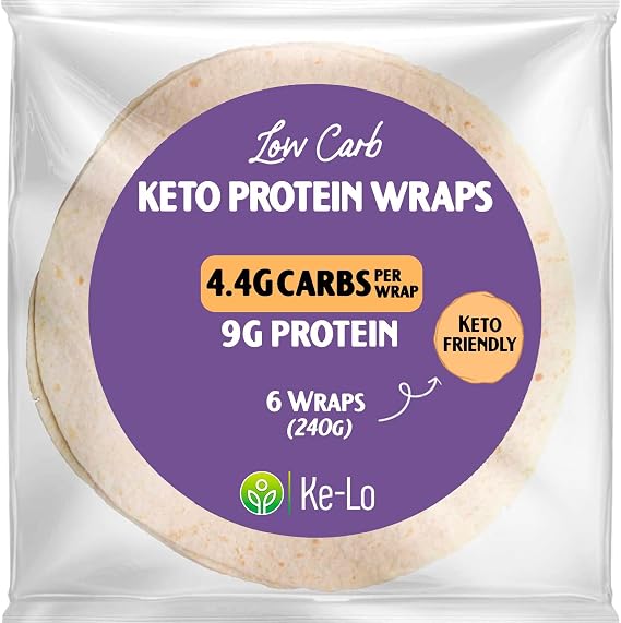 Ke-Lo Low Carb - High Protein Wraps (6 x 40g) | Keto Wraps | Versatile & Convenient Low Calorie Keto Tortillas | Ideal for the Keto Diet | 1g Net Carb