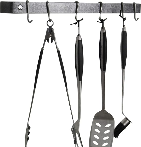 Easy to Install Utensil Bar (24 in. Hammered Steel)