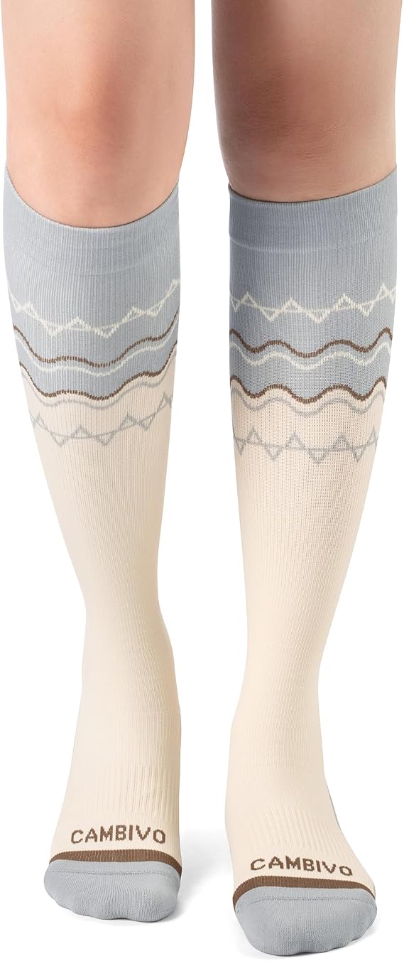 CAMBIVO Compression Socks for Women and Men, 15-20 mmHg Flight Socks
