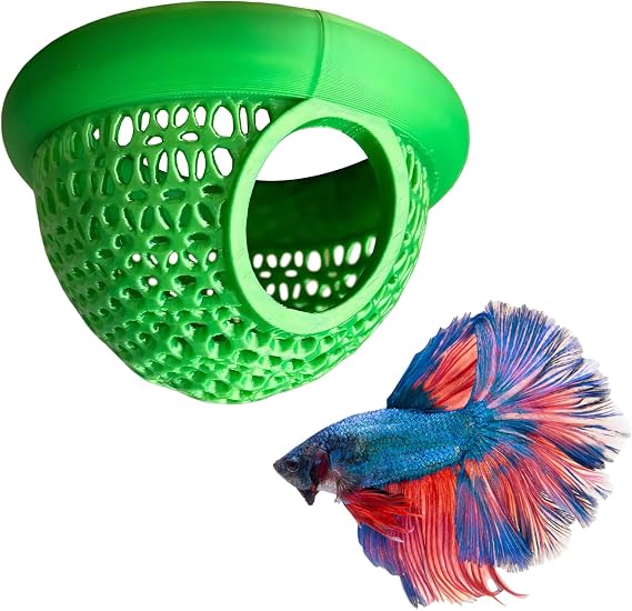 Floating Aquarium Hide Cave for Betta Fish, Safe Floating Tunnel Decor, Betta Hammock and Shrimp Hide for Fish Tank, Nano Aquarium Accessories to Encourage Breeding and Reduce Stress (Grenn)