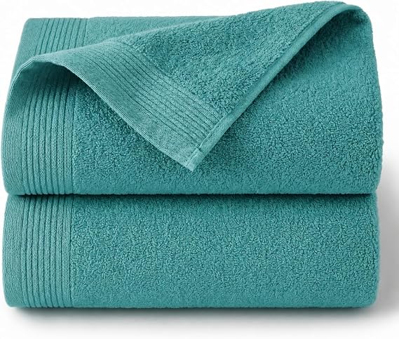 NOVOTEXTIL Shower Towels 70 x 140 cm – Set of 2 Towels 100% Cotton 500 g/m² – Soft, Absorbent and Durable – Daily Use Home or Hotel (Aquamar)