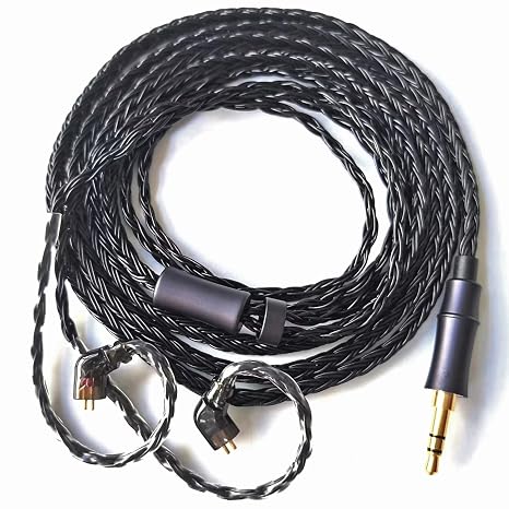 IEM Upgrade Cable, 16 Core Silver Plated Earphone Upgraded Cords, QDC-C Pin 1.5m in Ear Monitor Cable for KZ ZS10 ZSN PRO AS16 CCA CRA C12(Recessed 2pin 3.5mm 4.9ft) Black