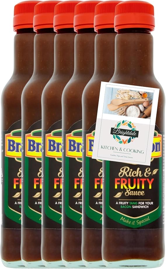 Brown Sauce Bundle with Branston Rich and Fruity Sauce 6 Pack 245g + Brightdale Kitchen Booklet