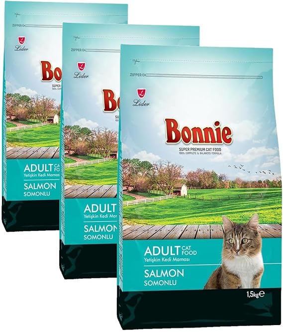 Bonnie Kuru Kedi Maması, Somonlu, Yetişkin, 1.5 Kg (3 paketi)