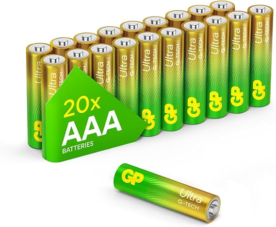 Ultra Alkaline Triple A Batteries, Long Lasting Power - Ideal for Camera, Alarm & Industrial Use - 10-Year Shelf Life - 20 Pack by GP AAA Batteries