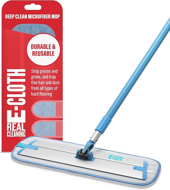 E-Cloth Deep Clean Floor Mop | Reusable Microfibre Flat Mop for Hardwood, Laminate, Tile, Vinyl and Stone Floors