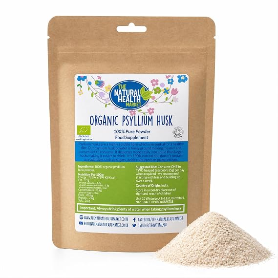 Organic Psyllium Husk Powder | Fine Milled Ispaghula Husk | Soluble Fibre | 400g | Soil Association Certified | The Natural Health Market