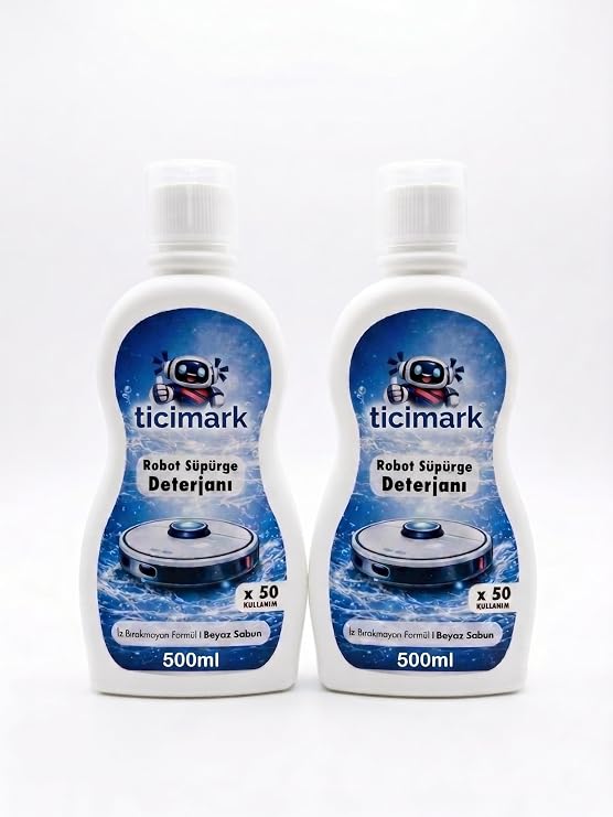 Robot Süpürge Deterjanı, Konsantre, Üstün Beyaz Sabun Kokusu, 2x500ml, 100 Kullanım, Ahşap Laminant Parke Fayans İçin