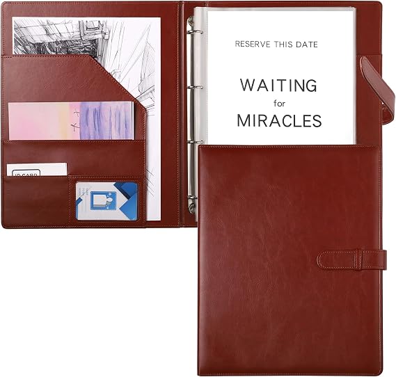 A4 Portfolio Folder with Ring Binder, Document Folder with Plastic Sleeves
