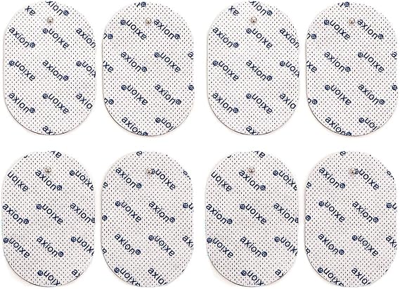 8 Reusable Oval Electrode Pads 70x50mm – Compatible with Panasonic TENS & EMS Devices – Self-Adhesive Replacement Gel Pads – 3.2mm Connector – axion® Medical Accessory