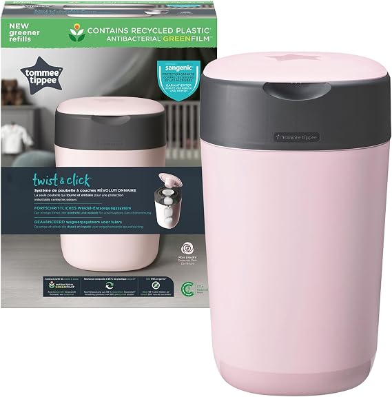 Tommee Tippee Twist & Click Nappy Bin Odour & Germ Protection Pink