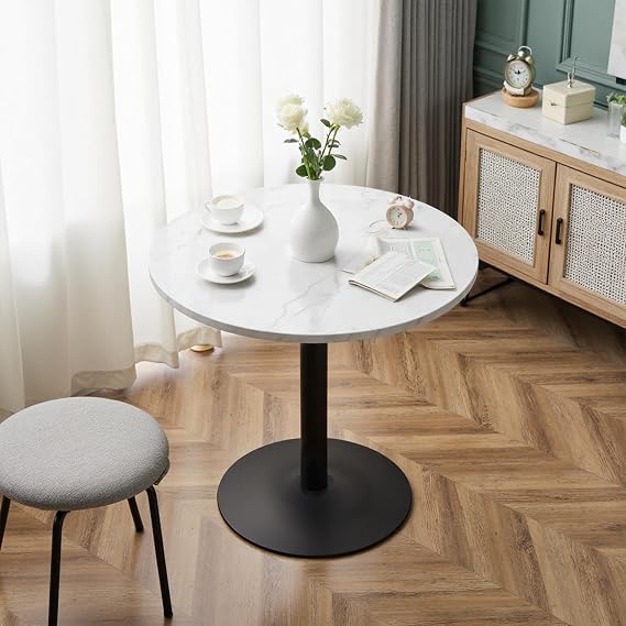 Warmiehomy 80cm Round Dining Table, Small Round Dining Table For 2-4 People, Modern Kitchen Table for Small Spaces Home Apartment Balcony Backyard Dining Room Cafe & Bar