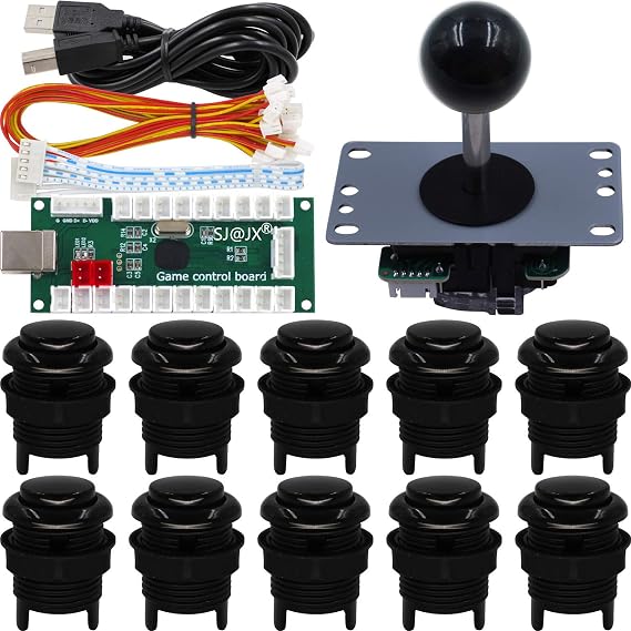 SJ@JX Arcade Game Controller DIY Kit Microswitch Button 4&8 Way Joystick Zero Delay USB Encoder Fighting Stick Handles Console for PC MAME Raspberry Pi Retropie