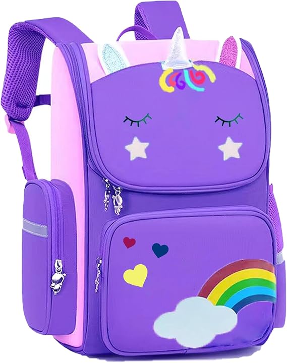 HT HONOR . TRUST Kids Backpack Girls School Bag Pink Purple backpacks for Girls 4 5 6 7 8 years old Children's backpacks Large Travel Bookbag