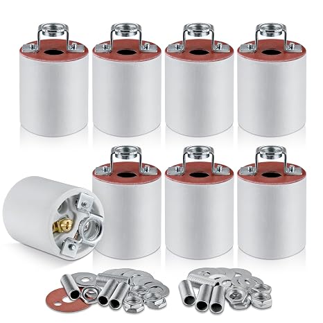 E26 Socket,Ceramic Standard Medimun Screw Socket E26 E27 Bulb Lamp Holder,Screw Fixing for E26 Halogen Incandescent LED Light Bulb (8-Pack)