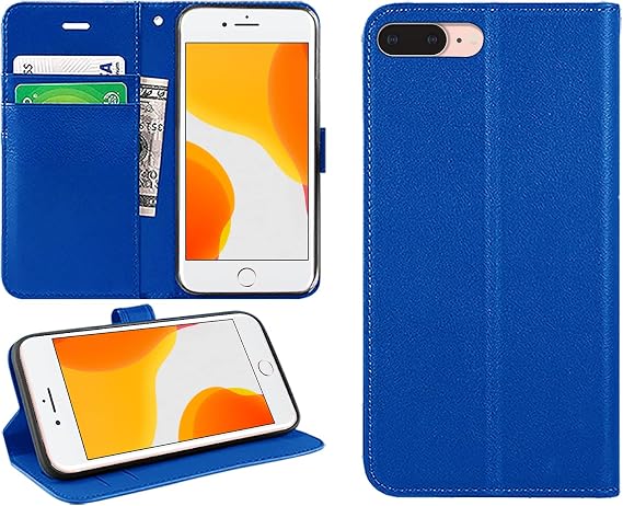 DN-Technology For iPhone 7 Plus/8 Plus Case Flip Wallet [Card Holder] BLUE