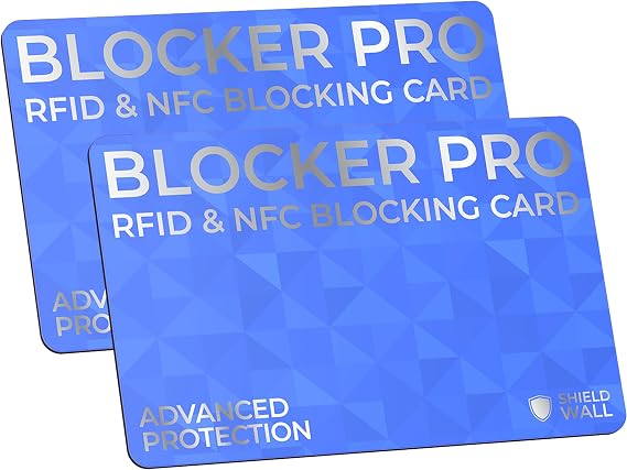 RFID & NFC Blocking Cards - Triple Blocking Technology (2 pack, Blue)