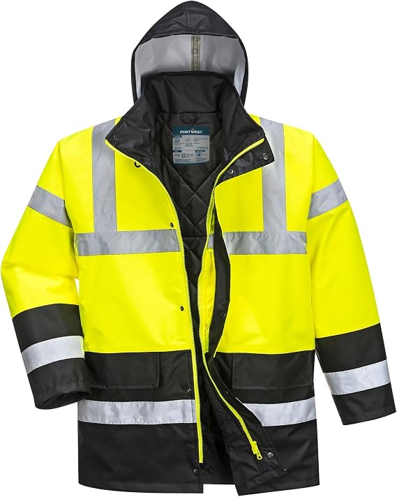 Portwest Working Jacket Warning Detachable Hood 4 Pockets
