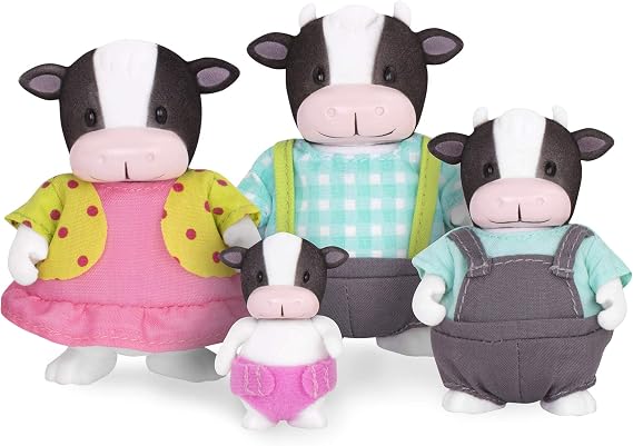 Li'l Woodzeez MoosicalMoo Cow Family, 4 Figurines Storybook Toy Set
