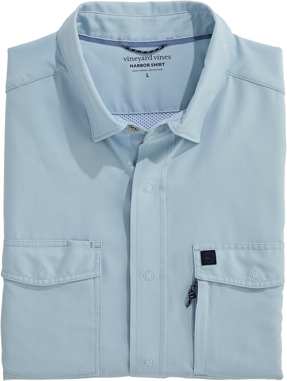 Vineyard Vines Men's Masthead Solid Performance Harbor Shirt Deep Sea Plaid Performance Harbor Shirt