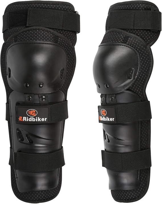 RIDBIKER 1 Pair of Motorcycle Knee Protector,Movable Knee Shin Guard PadsAdjustable Knee Cap Pads Protector Armor for Motorcycle Cycling Racing,Black