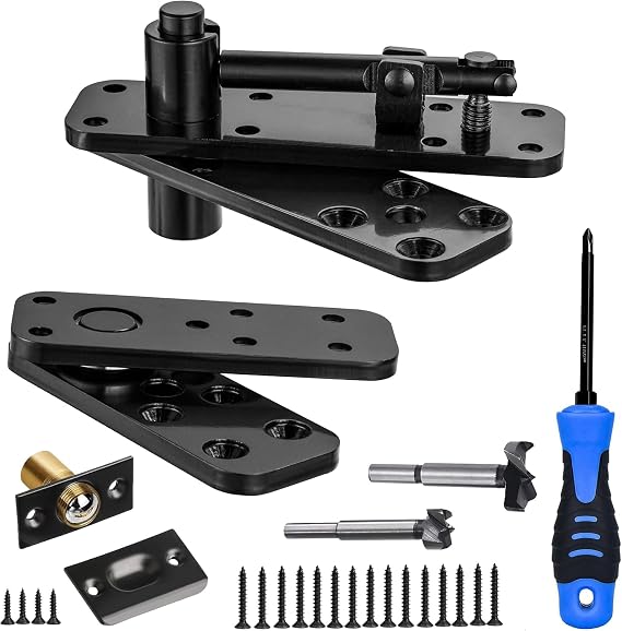 Hidden Pivot Hinge, 570LBS Load-Bearing,Thickened Solid Steel-Heavy Duty Hardware for Bookcase, Murphy Door Kit 360 Rotation Invisible Hinges for Secret Door，Bookcase, Shelf Doors