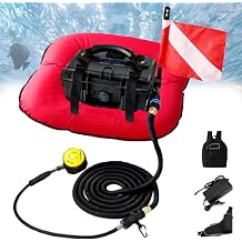 Rechargeable Diving Respirator, Tankless Scuba Diving System,Portable Electric Diving Fan,50-70Min Endurance, for Spearfishing and Shallow Diving Red-2Battery