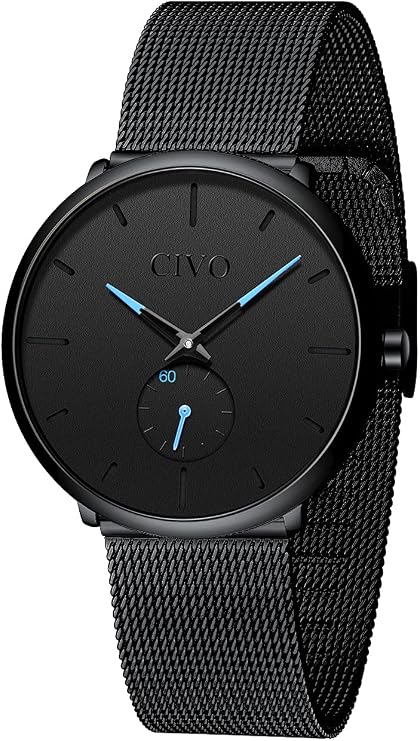 CIVO Mens Watch Stainless Steel Analogue Quartz Waterproof Business Casual Fashion Wrist Watches Gift for Men