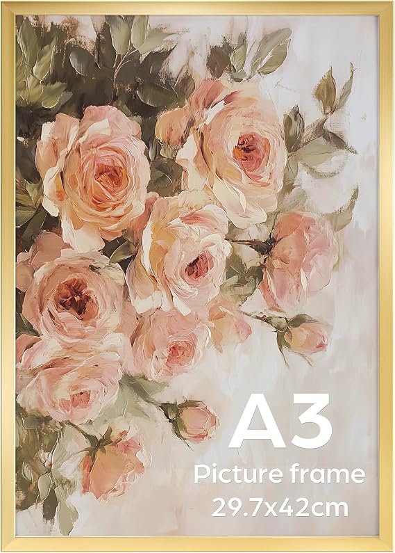 Giftgarden A3 Picture Frame Gold, Elegant A3 Photo Frame for Displaying Posters, Certificates, and Artwork Horizontally or Vertically on the Wall