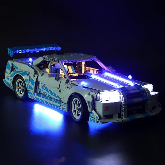 LED Light Kit Compatible with Lego 42210 2 Fast 2 Furious Nissan Skyline GT-R (R34), Upgrade Lighting compatible with Lego 42210 Car Building (Lights Only, No Model) - Standard Version