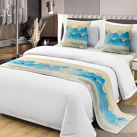 King Size Bed Throw Scarf Bed Protector Decorative Scarves for Hotels Homes and Guest Rooms Twin Size 19.6 x 71 inches