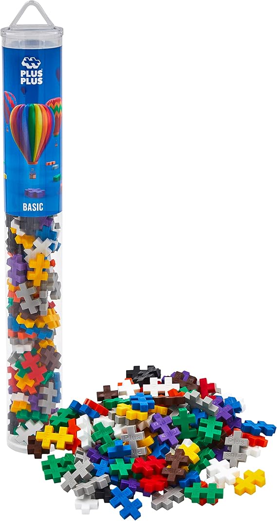 PLUS PLUS Building Blocks – 100 pc Kids Construction Toys, Creative Learning Resources and STEM Play for Home and Travel - Boys and Girls Toys Age 5 Plus - Basic 100 Pieces