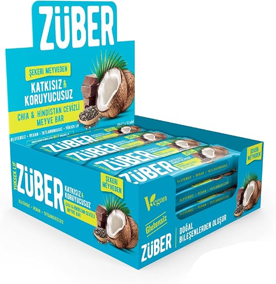 Züber Chia ve Hindistan Cevizli Meyve Bar 40g x 12 Adet