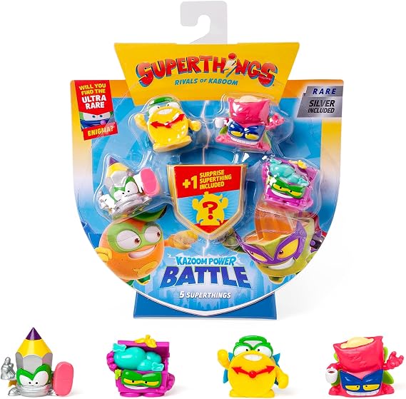 SUPERTHINGS KAZOOM POWER Battle – 5 Pack. Contains 5 Superthings (Including 1 Surprise Figure and 1 Silver Captain). Pack 3 of 6