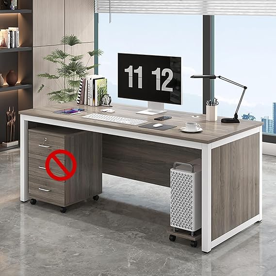 Large Executive Desk with Drawers & Storage Shelves Modern Computer Table for Home Office Stylish Business Furniture (120x70x74cm/47x27.5x29in)