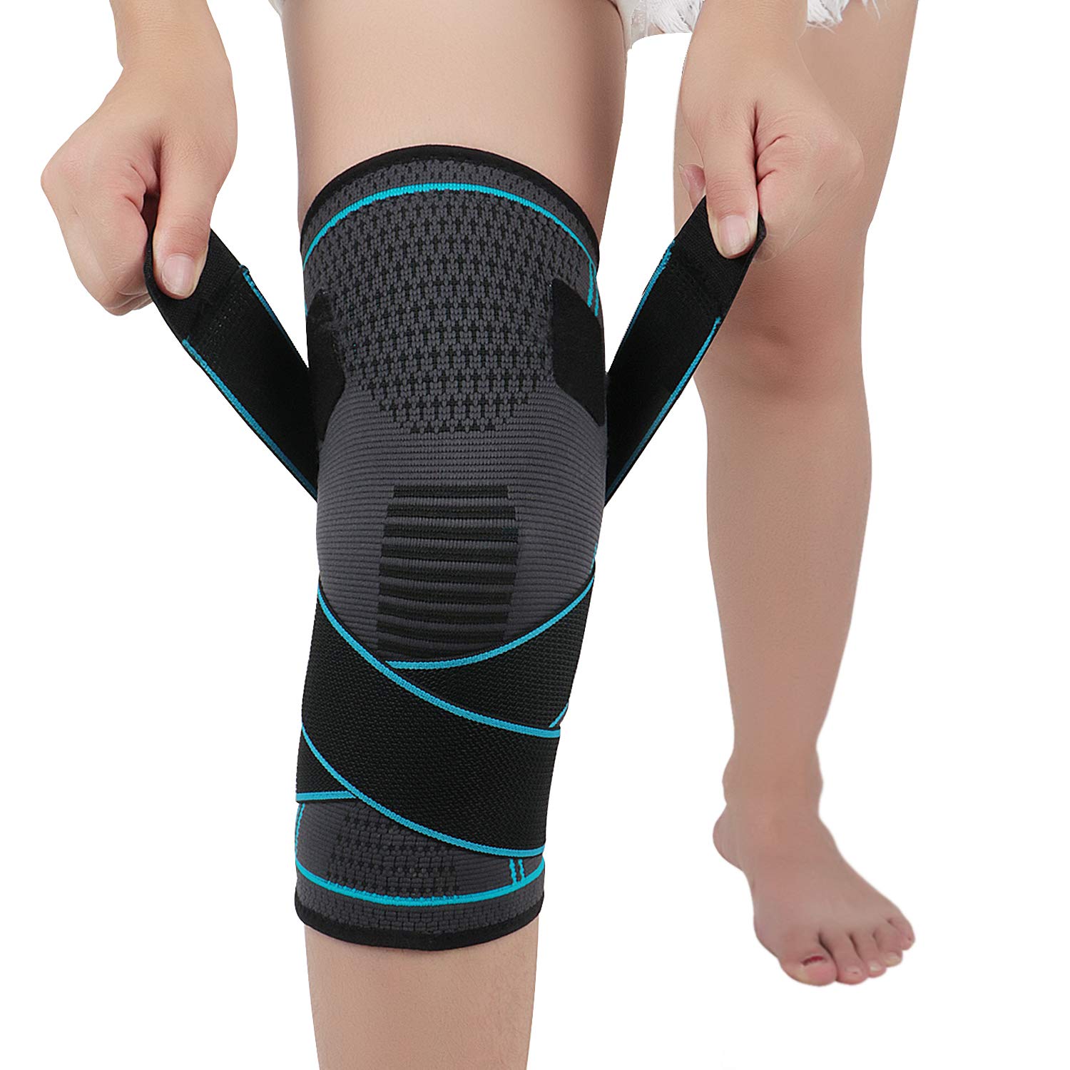 Knee Support Brace for Women and Men,Adjustable Compression Knee Brace for Arthritis,Joint Pain,Ligament Injury,Meniscus Tear,ACL,MCL,Running,Sports,Squatssingle L, Blue