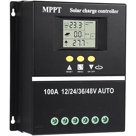 FRCOLOR Solar Charge Controller 12V/24V/36V/48V 100A MPPT Auto Solar Panel Controller Solar Regulator