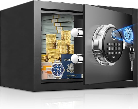 Biometric Safe 18L with Fingerprint - Digital Safe for Home Anti-Theft Furniture Safe for Money Documents Passport & Medicines