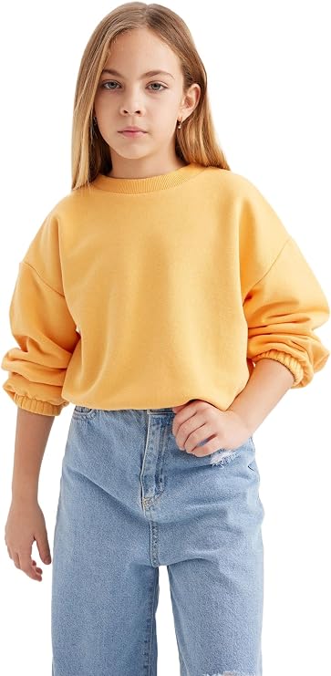 DeFacto Kız Çocuk Regular Fit Bisiklet Yaka Sweatshirt