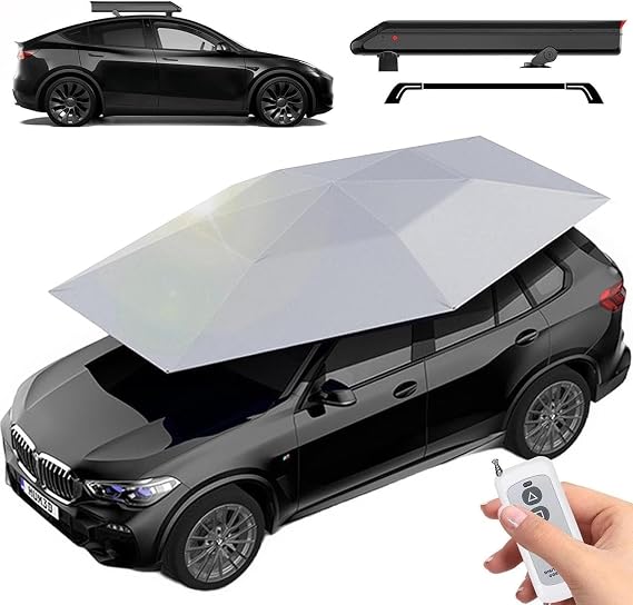 Automatic Car Umbrella - Remote Control Car Canopy for Sun & Rain Protection, Portable Foldable Cover for Sedan & SUV, 3800x2800mm Waterproof Tent