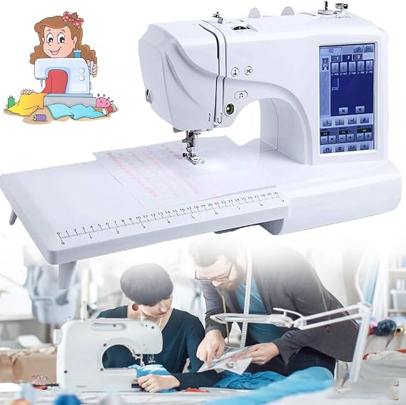 Automatic Sewing Machine, Computerized Embroidery Machine for Clothing 158 Built-in Designs with 4" x 9.2" Embroidery Area and LCD Touch Screen, Sewing Made Easy
