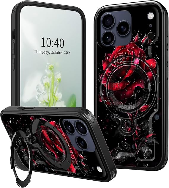 iPhone 18 Pro Max用ケース、リングホルダー&調節可能なスタンドキックスタンド付き