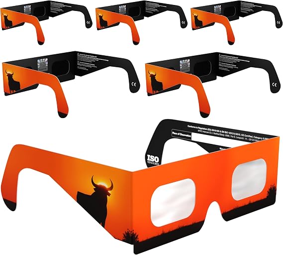 Solar Eclipse Glasses ISO 12312-2 & CE Certified – Safe Solar Viewing for Direct Sun & August 2026 Eclipse | Paper Cardboard Frame, Made in EU | For Kids & Adults